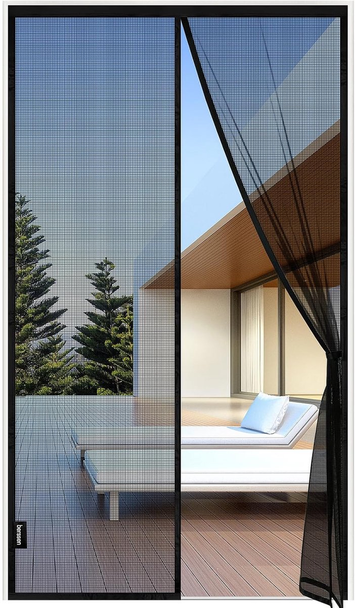 SnelShoppen - Magnetisch Vliegenraam 90 x 210 cm - Zwart Vlies - Brandwerende Deur - Ideaal voor Huis, Tuin, Camping en Keuken - Fris Lucht Circulatie