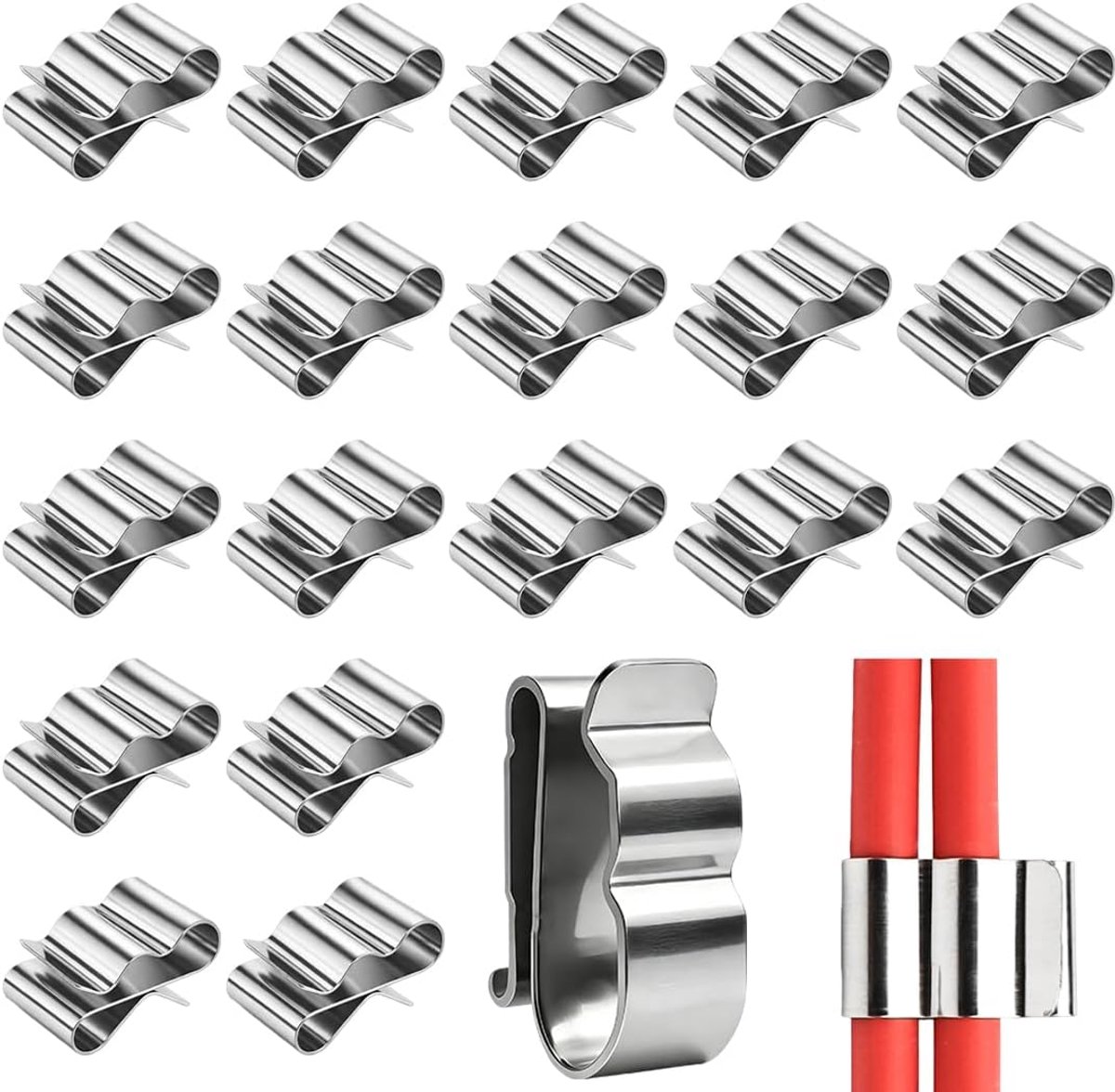 Thijox - 20 Stuks Roestvrij Stalen Fotovoltaïsche Kabelclips - Kabelbevestigingen voor Zonnepanelen, Boten, Aanhangers - Duurzame Organizer voor Kabel