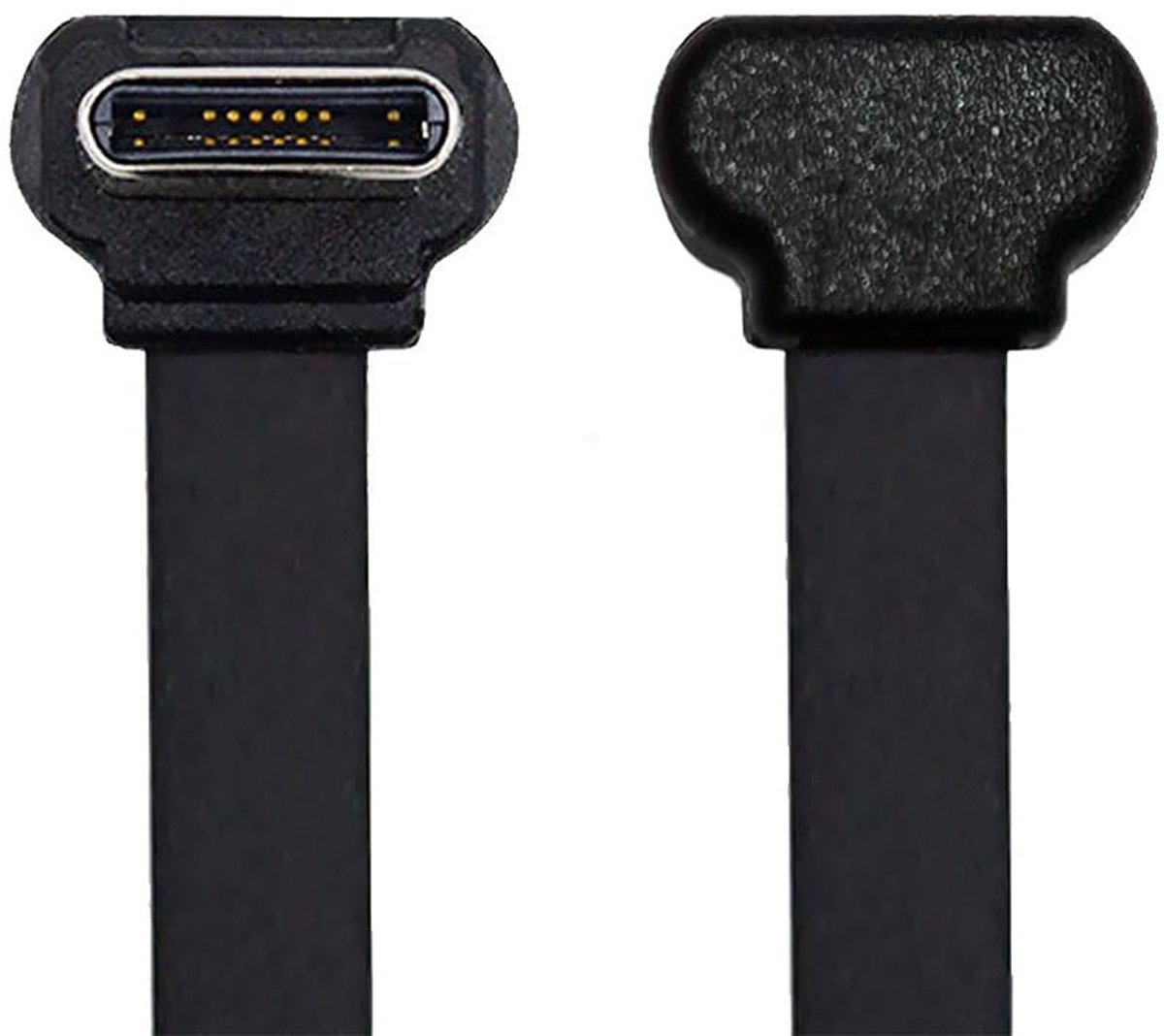 Thijox - Korte USB 2.0 Datakabel 20 cm, Ultra Dun Plat, USB-C naar USB-C, 90 Graden Ontwerp, 65W Snel Opladen voor Laptop, Tablet, Telefoon - Ideaal v