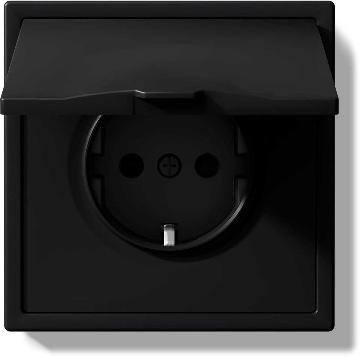 SnelShoppen - Schuko Wandcontactdoos met Waterdichte Deksel, EU Standaard Inbouwsocket, 16 Amp, 80 x 80 mm, Zwart, Ideaal voor Tuin, Camping en Keuken