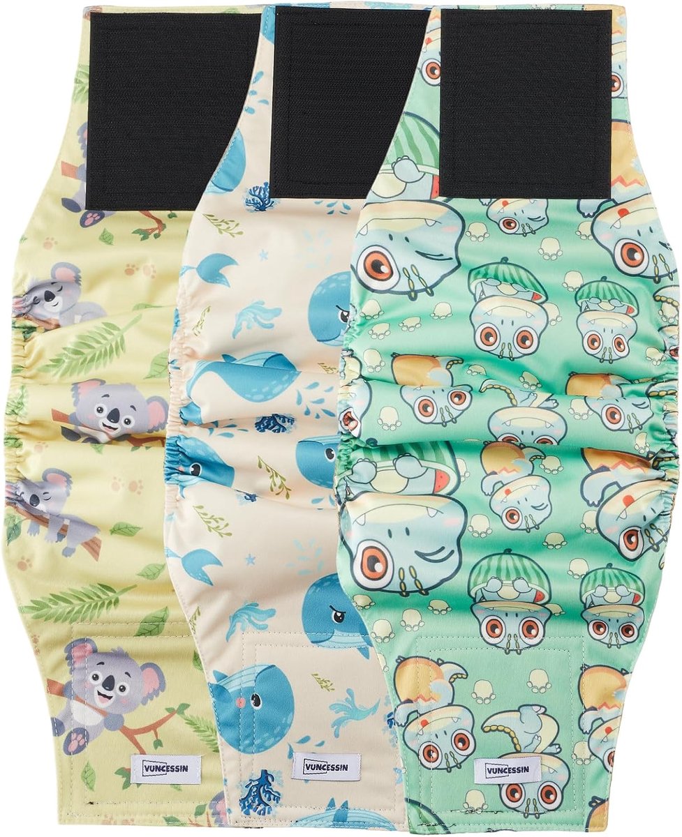 SnelShoppen - Herbruikbare Wasbare Diapers voor Mannelijke Honden - Premium Dog Belly Bands - Pack van 3 Extra Absorberende XL Urine Wraps voor Incont