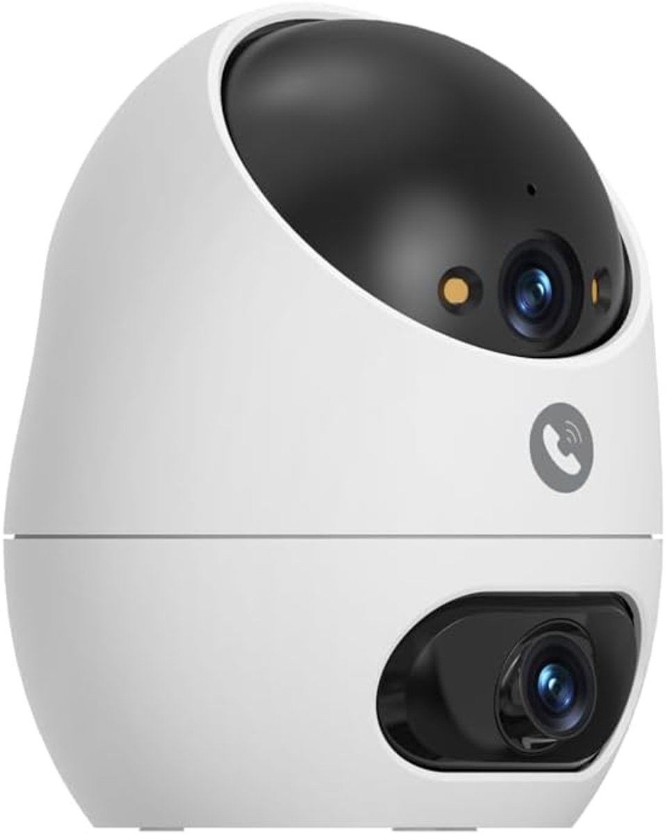 SnelShoppen - 360° Binnen Beveiligingscamera met 2.4GHz Wi-Fi, Kleur Nachtzicht, Mensherkenning en Tracking, SD Kaart Opslag, Babyfoon, 5MP Dual Lens
