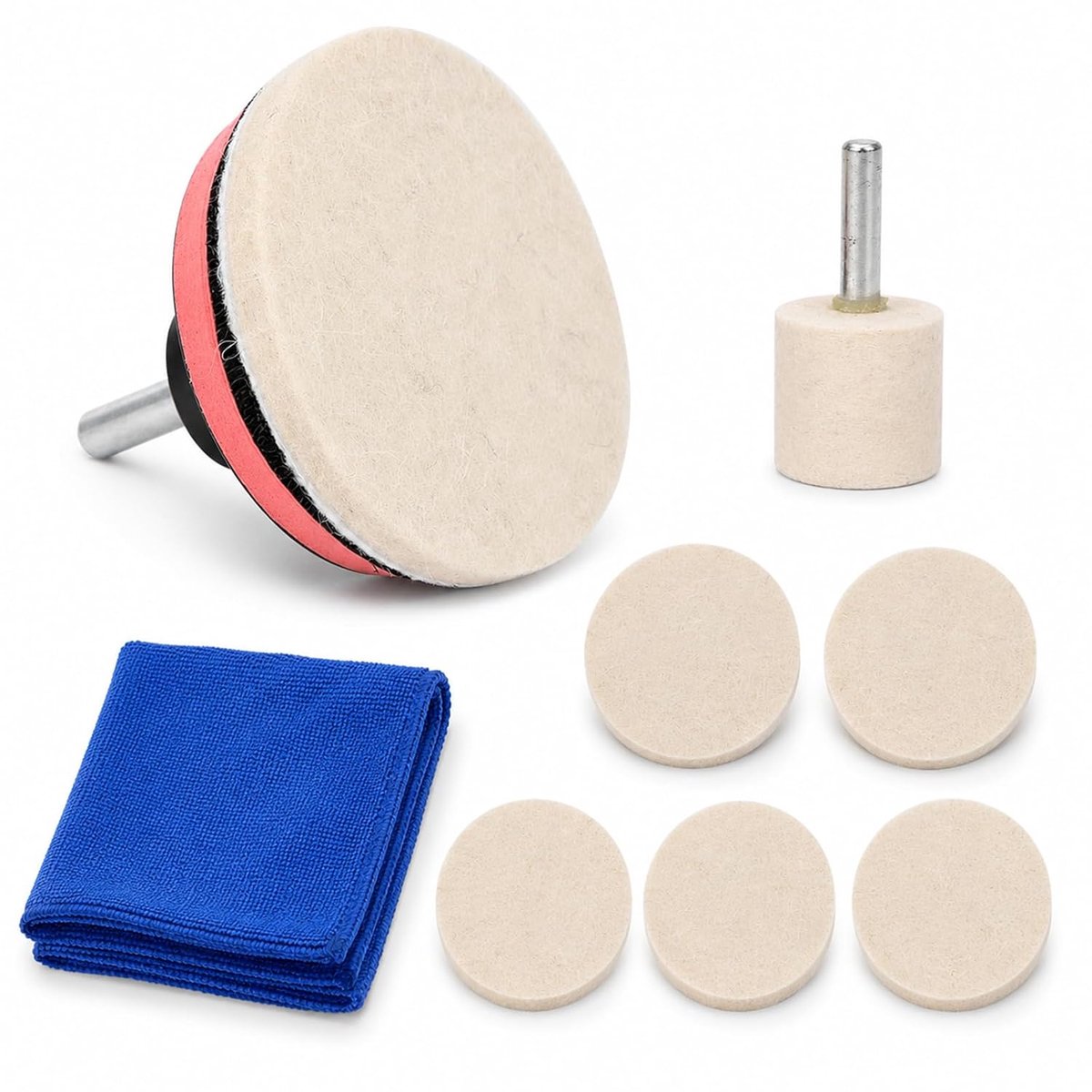 SnelShoppen - Glass Polishing Set voor Krassen, Polijstset voor Accu Boormachine, Glas Krassen Verwijderaar met Wol Polier Pads en Polijstschijf, Idea