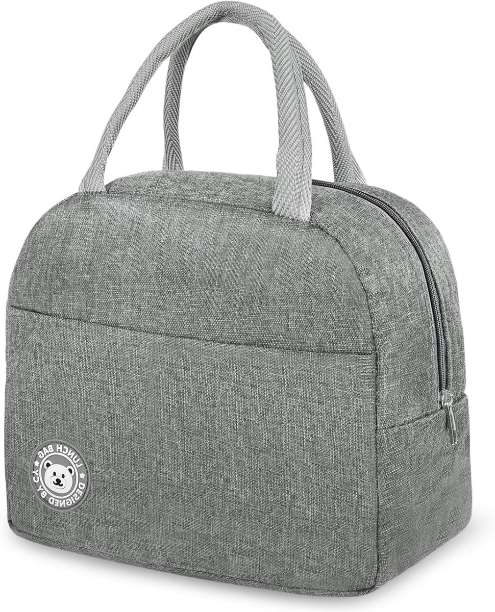 SnelShoppen - 6L Insulated Food Cooler Bag - Herbruikbare Koeltas met Isolatie - Waterdicht - Ideaal voor Picknick, Camping, Kantoor - Grijs