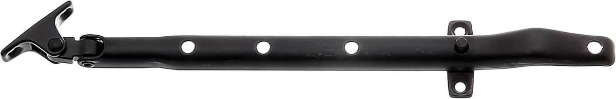 SnelShoppen - Stormhaak voor Vouw- en Draaiende Ramen - Zwart Kunststof Coating - 285 mm met 2 Vergrendelingspennen - Sterk Staal - 4 Gaten