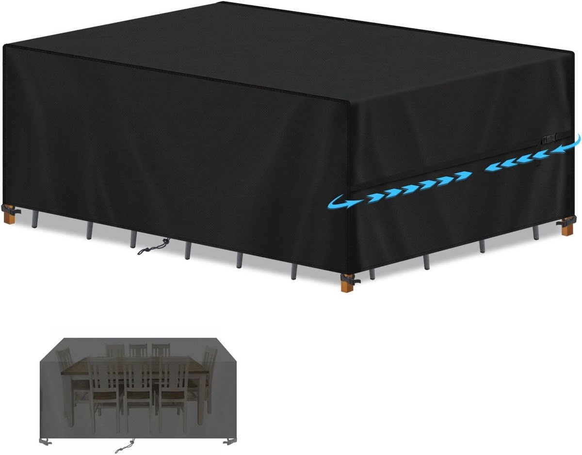 SnelShoppen - Outdoor Tafelhoes - Waterdichte Beschermhoes voor Tuinmeubels - Winddicht, UV-bestendig, 420D Oxford Stof - Outdoor Regenhoes 220 x 100
