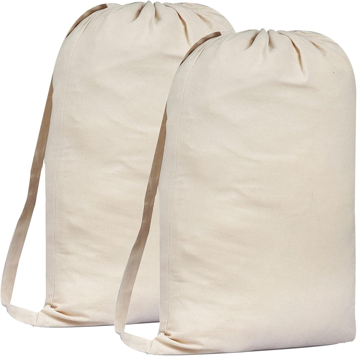 SnelShoppen - 2x Premium Canvas Waszak met Schouderband - 40L 100% Katoen - Duurzaam en Biologisch - 75x56 cm - Natuurlijke Kleur - Ideaal voor Was, K