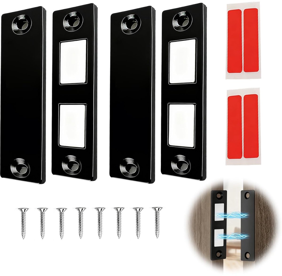 SnelShoppen - 2 Pcs Ultra-dunne Sterke Magneten voor Kastdeuren, Magnetische Sluiting voor Keuken, Laden, Meubels, Ideaal voor Slechts 2 mm Dikte, Per