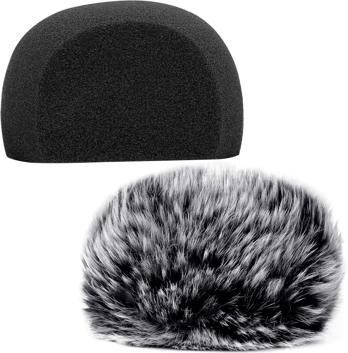 SnelShoppen - Windscreen Microfoon Windmuff - Foam en Furry Microfoon Cover voor Zoom H5 H6 - 2-Pack Windscherm voor Geluidsopnames, Windruis Verminde
