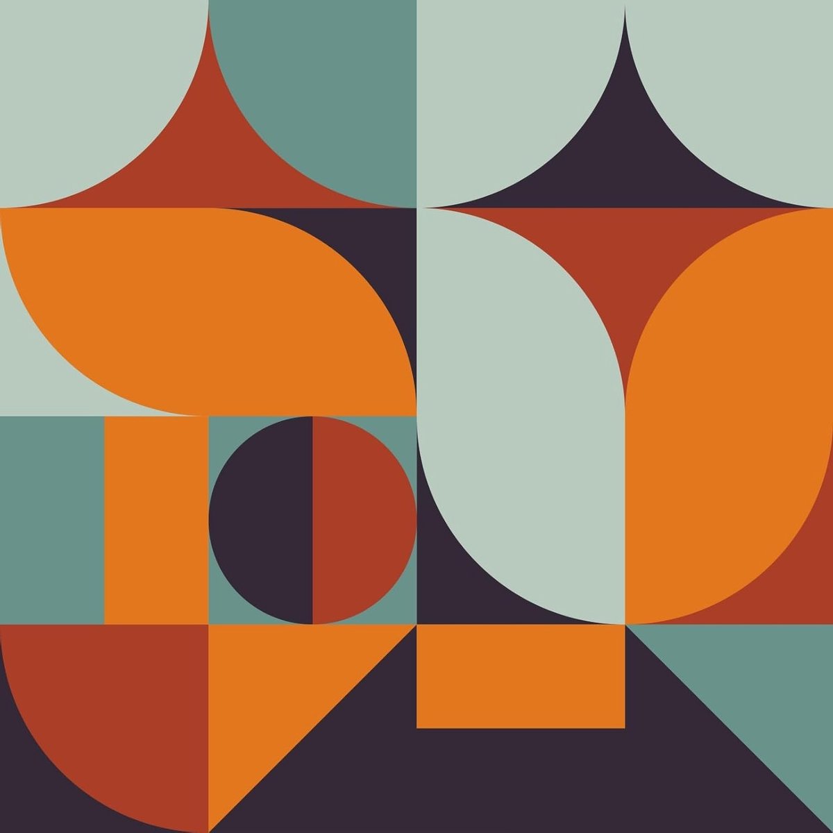 Abstracte Geometrische Behang in Oranje en Blauw - Creatieve Wanddecoratie voor Slaapkamer en Woonkamer, Vinyl Contactpapier voor Meubels, 44.5cm x