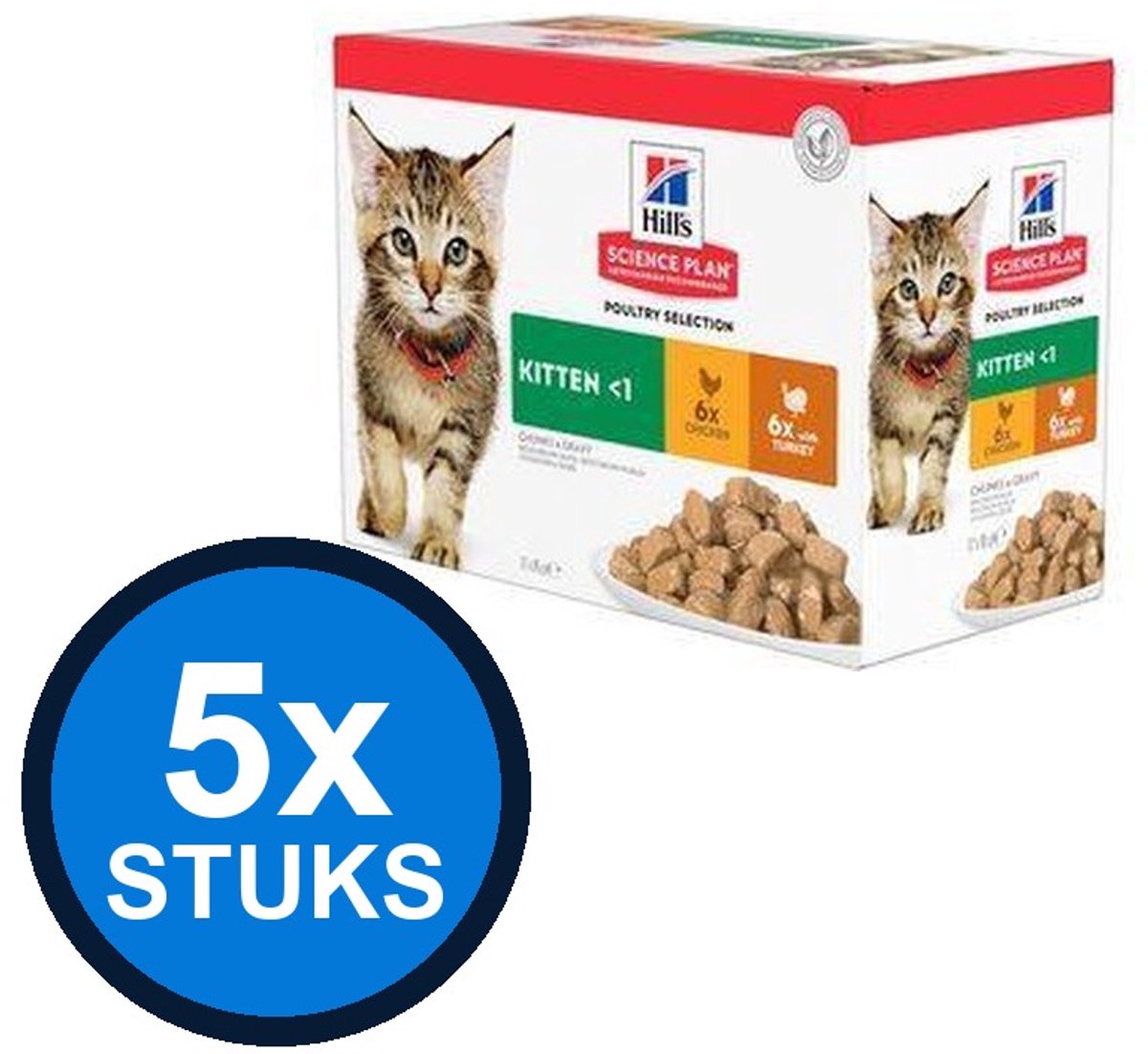 5x Hill's - Science Plan cat kitten poultry sel mp 12x85gr - Kattenvoer - 1.02 kg