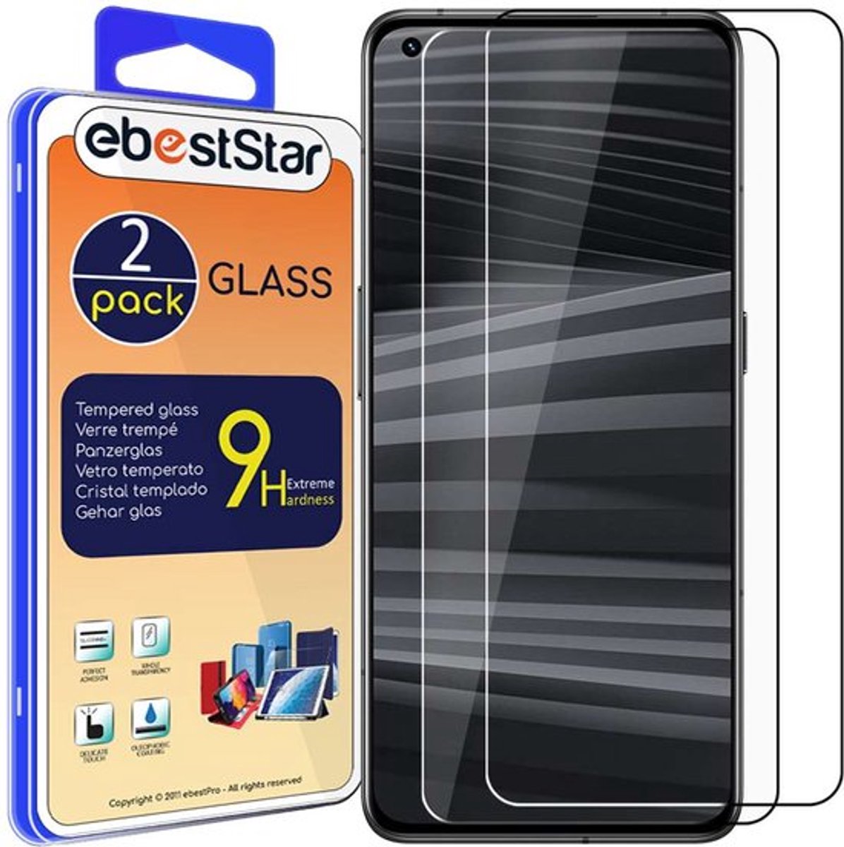 ebestStar - {2 Stuks} Gehard glas geschikt voor Realme GT 2 Pro 5G, Screen Protector Cover, Schermbeschermer Tempered Glass
