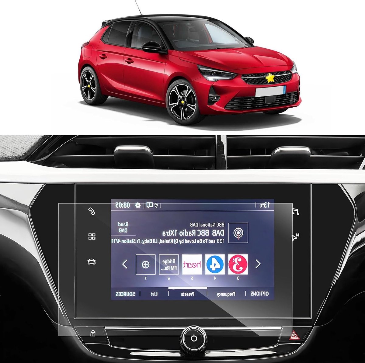 Set van 2 Screen Protectors voor Opel Corsa F 2020-2023 | Navi Scherm Bescherming | PET Bescherming 7 Inch