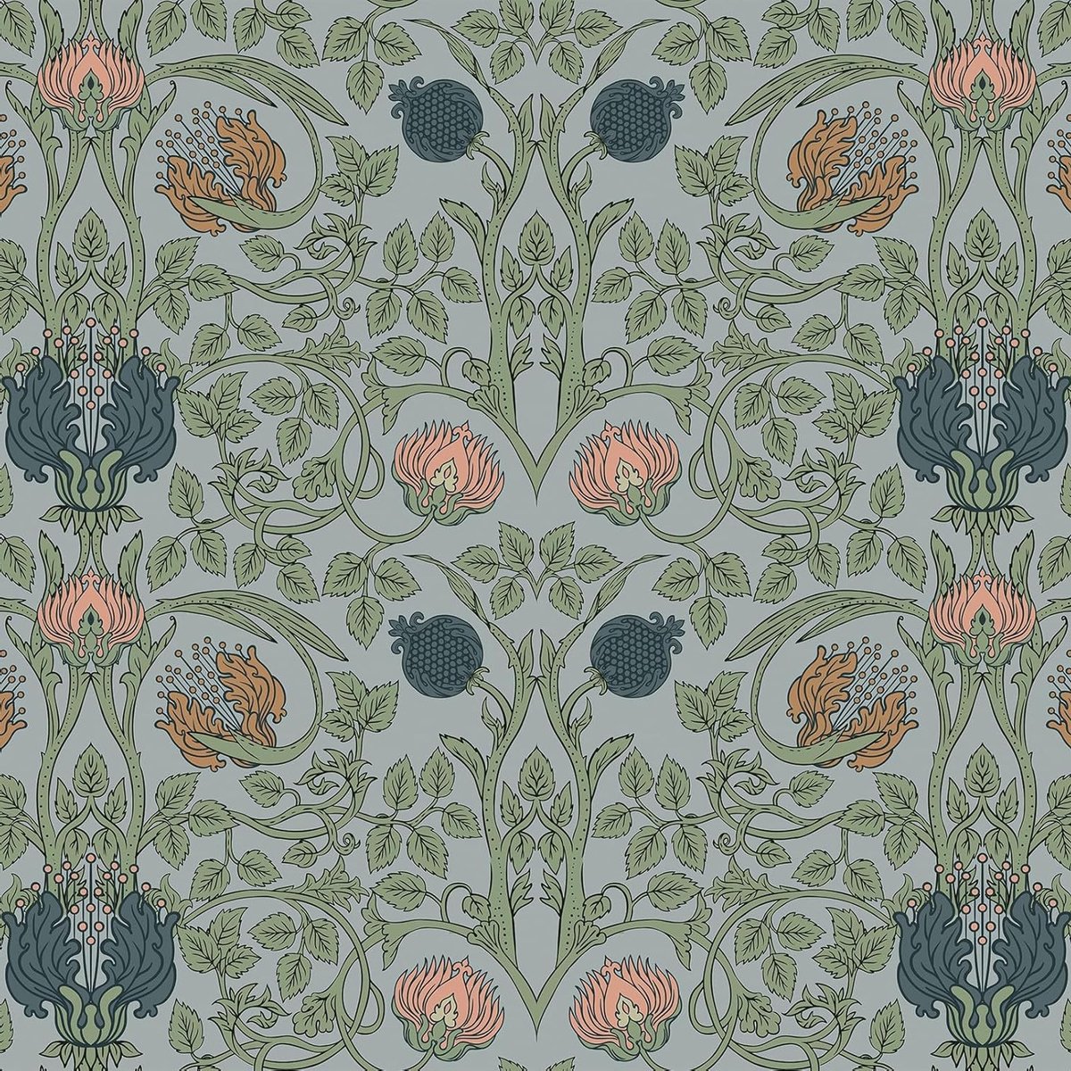 Zelfklevend Behang met Bloemenpatroon in Lichtblauw - Vintage Wanddecoratie voor Slaapkamer, Badkamer en Hal - 44.5 cm x 300 cm Decoratieve Film voor Meubels