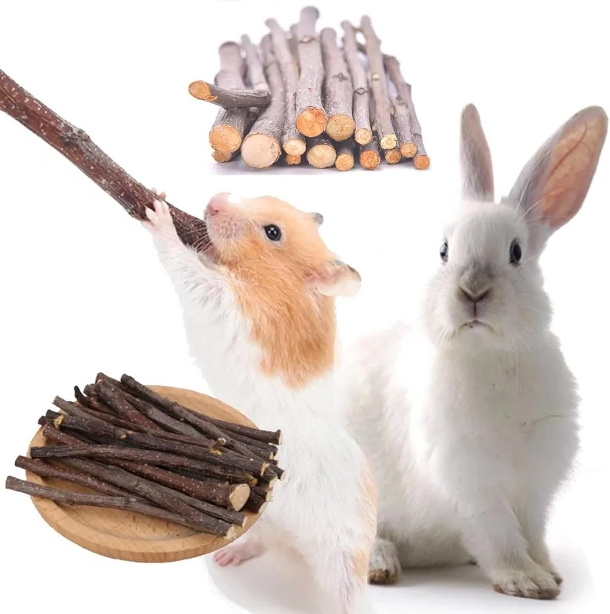 Natuurlijke Snack Sticks voor Huisdieren - Gezonde Kauwsnacks voor Cavia's, Chinchilla's, Konijnen en Hamsters