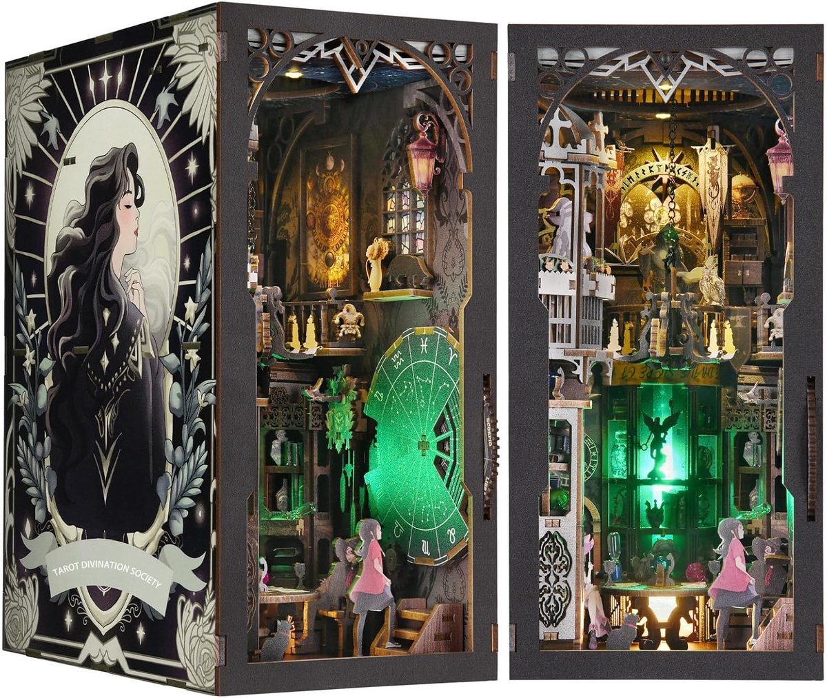 SnelShoppen - Book Nook Kit - Miniatuur Huisje DIY 3D Houten Puzzel voor Volwassenen, Boekenkast Invoegstuk met Stofkap, Decoratie voor Thuis en Feest
