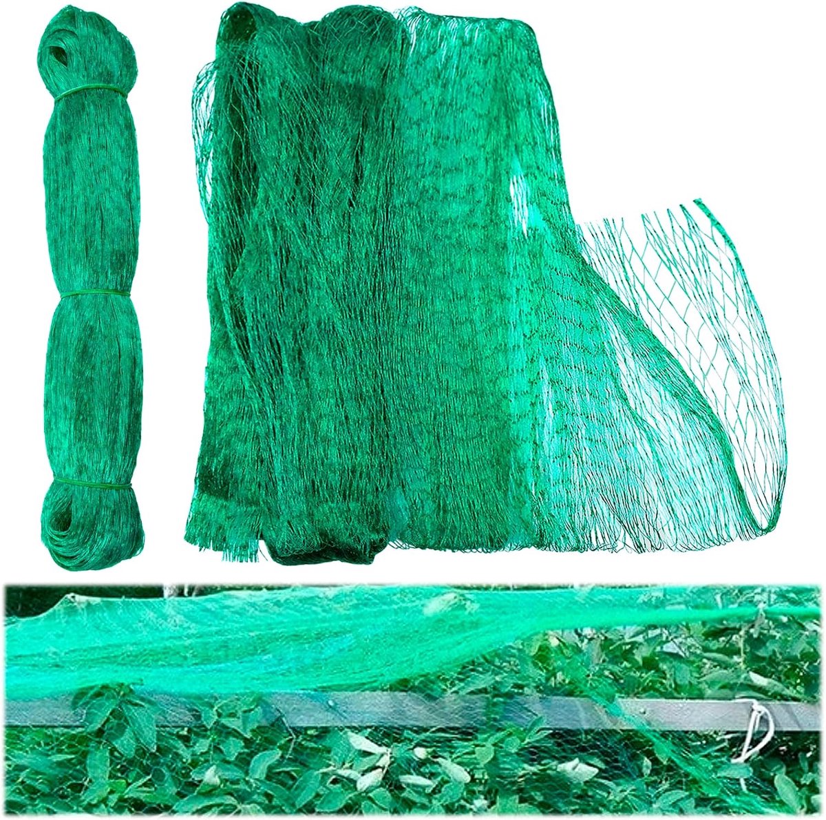 SnelShoppen - Bird Protection Net, Pigeon Net 4x10 m, Robuuste Weerbestendige Groene Bladnet, Tuin, Balkon, Fruitbomen, Aardbeien, 2 Stuks