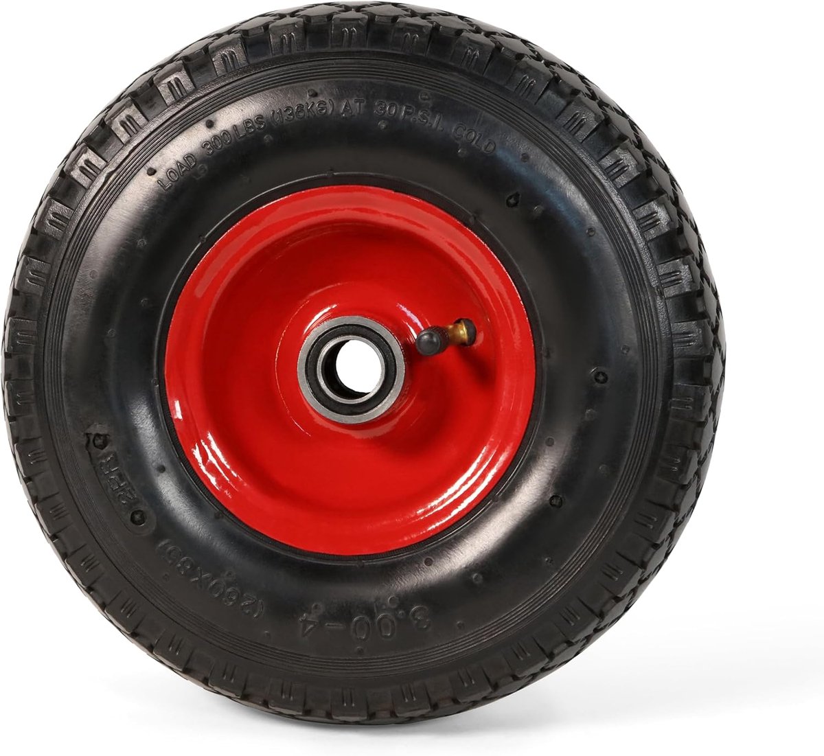 SnelShoppen - 10" Rode Pneumatische Wiel 3.00-4 (260x85) voor 20mm As - Max 136 kg - Inclusief Vervangtube en Stalen Velg