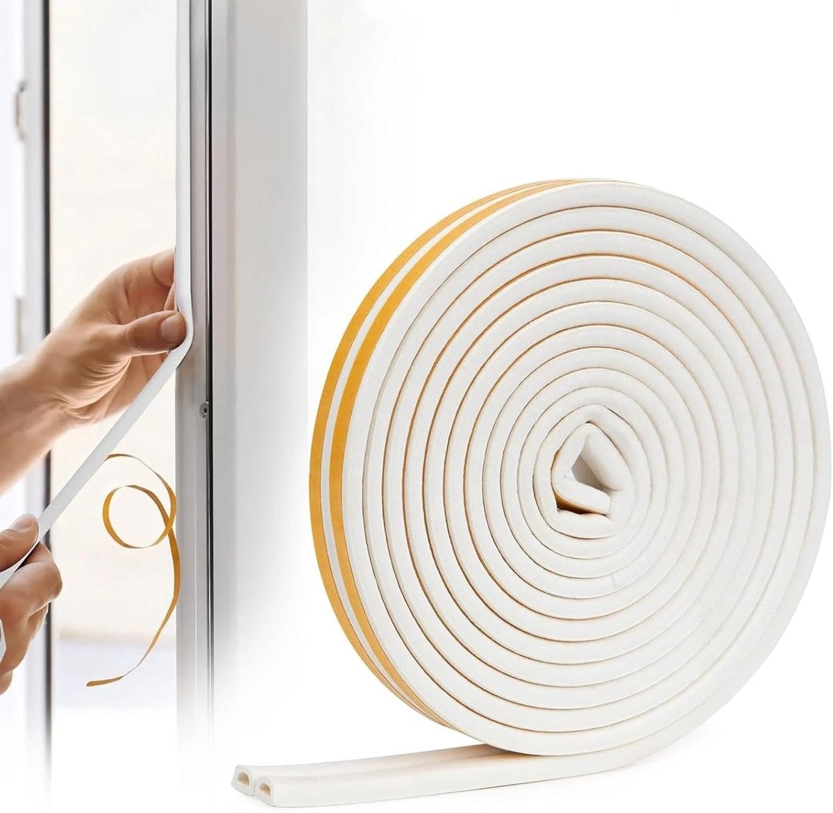 SnelShoppen - Sealing Tape voor Deuren en Ramen, Zelfklevende Foam Strip, Geluidsisolatie, Anti-Collisie Rubber Foam, 9mm x 6mm, 6m, EPDM Materiaal, M