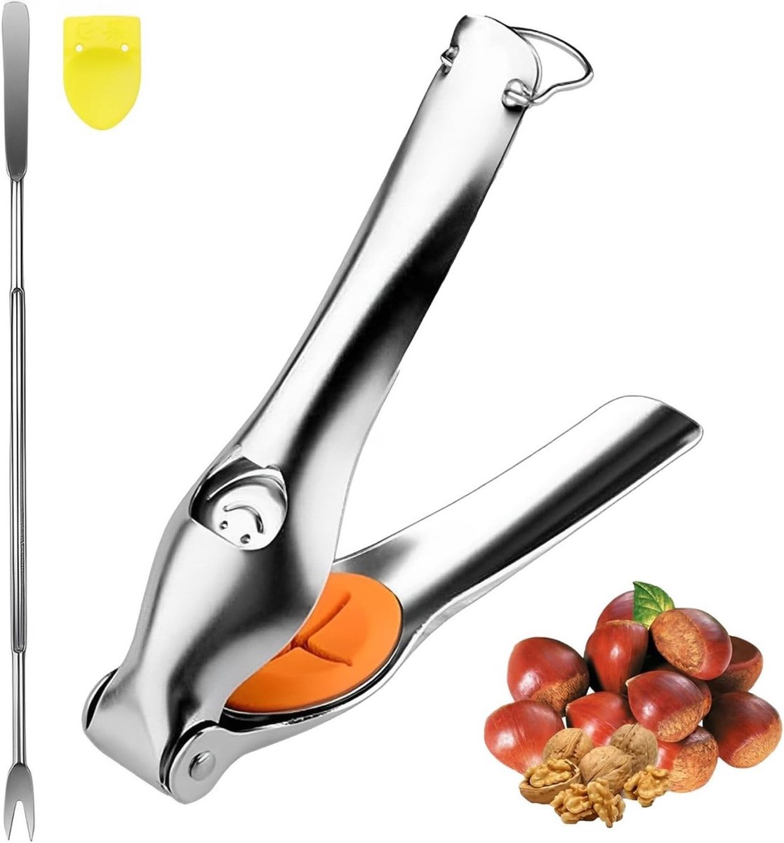 Multifunctionele RVS Kastanjesnijder en -tang met Snelle Clip en Schiller voor Kastanjes