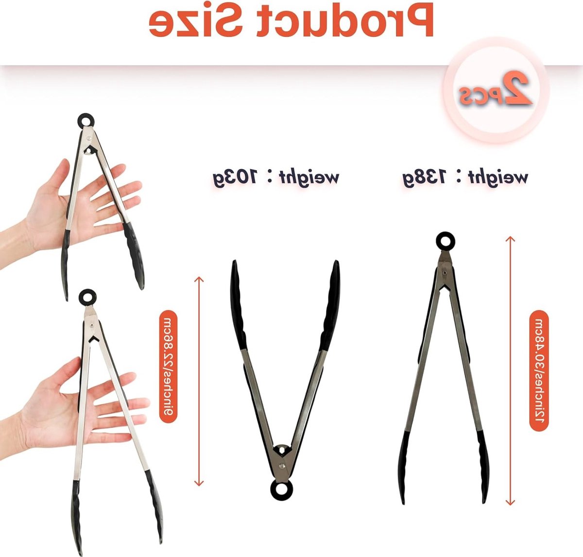 Set van 2 Grilltangen - 30 cm en 23 cm - RVS met Siliconen Grip, Hittebestendig en Antislip - Ideaal voor Koken en Grillen