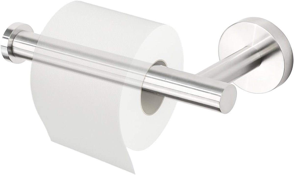 Robuuste Wandmontage Toiletpapierhouder van RVS in Geborsteld Zilver, Geschikt voor Badkamer en Keuken, Horizontaal of Verticaal Te Bevestigen