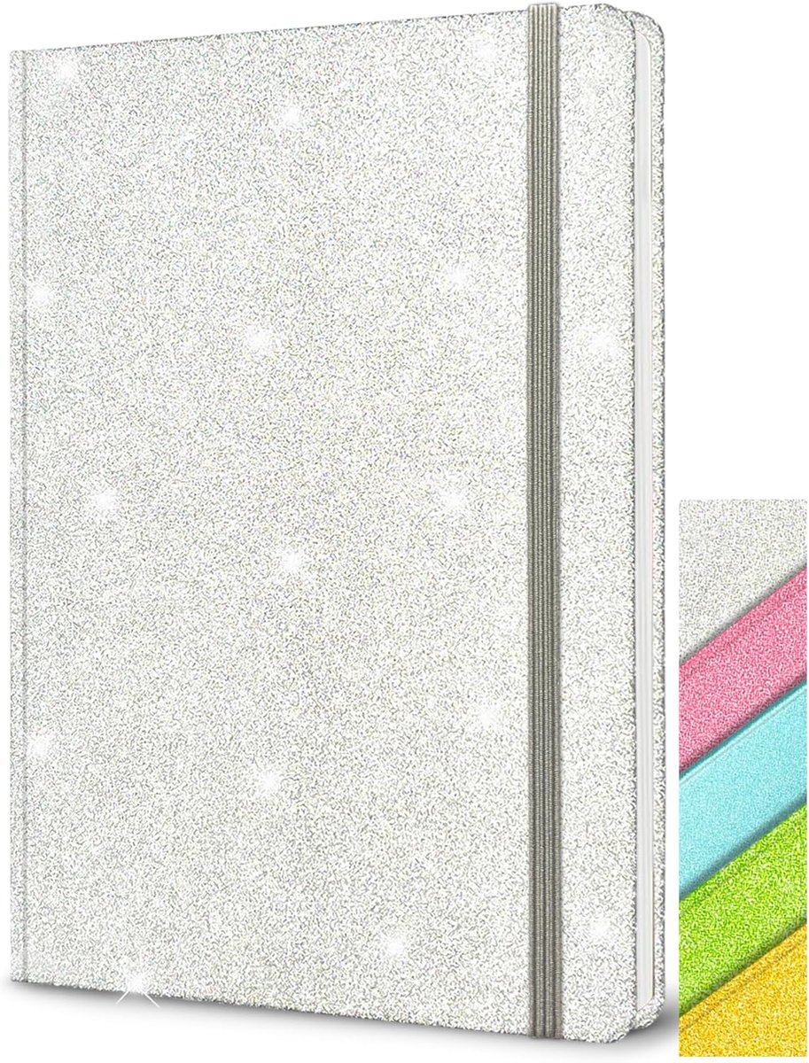 SnelShoppen - Glitter Notebook A5 Lined 21x14.5 cm - Glitter Never Peel Off - Sparkling Hardcover Dagboek voor Meisjes - 80 Bladen voor Schrijven en N