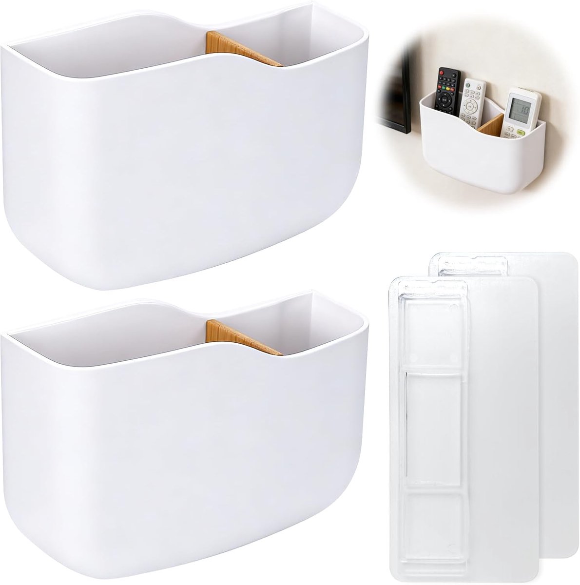 Thijox - Zelfklevende Afstandsbediening Houder voor Wand, Wandmontage Opbergbox voor Afstandsbedieningen, Media Controllers, Mobiele Telefoon, Opladen