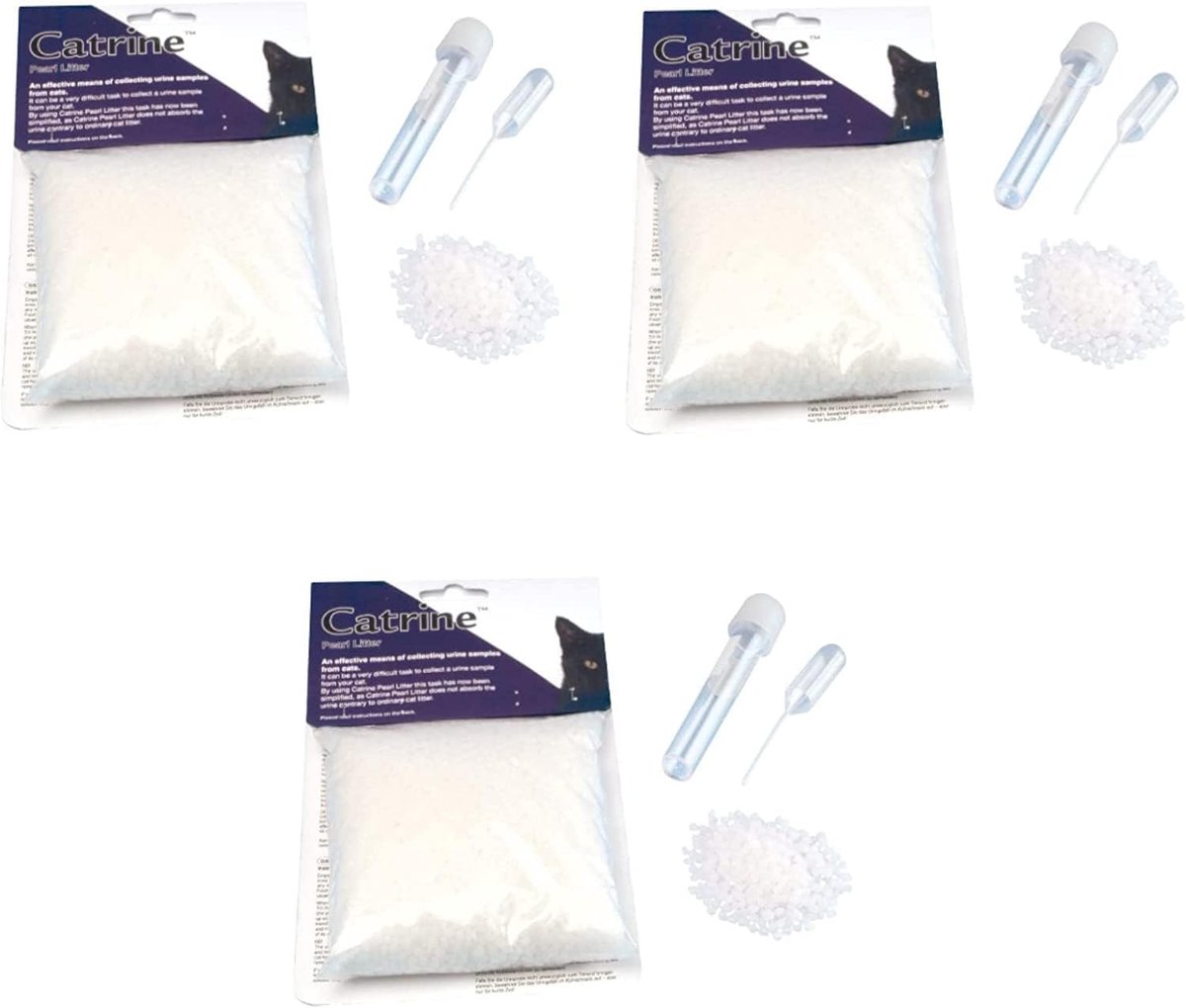 SnelShoppen - Catrine Bead Litter voor Urine Monsters - Set van 3 x 200g - Complete Urine Verzameling Kit met Granules, Pipette en Collectiebuisjes