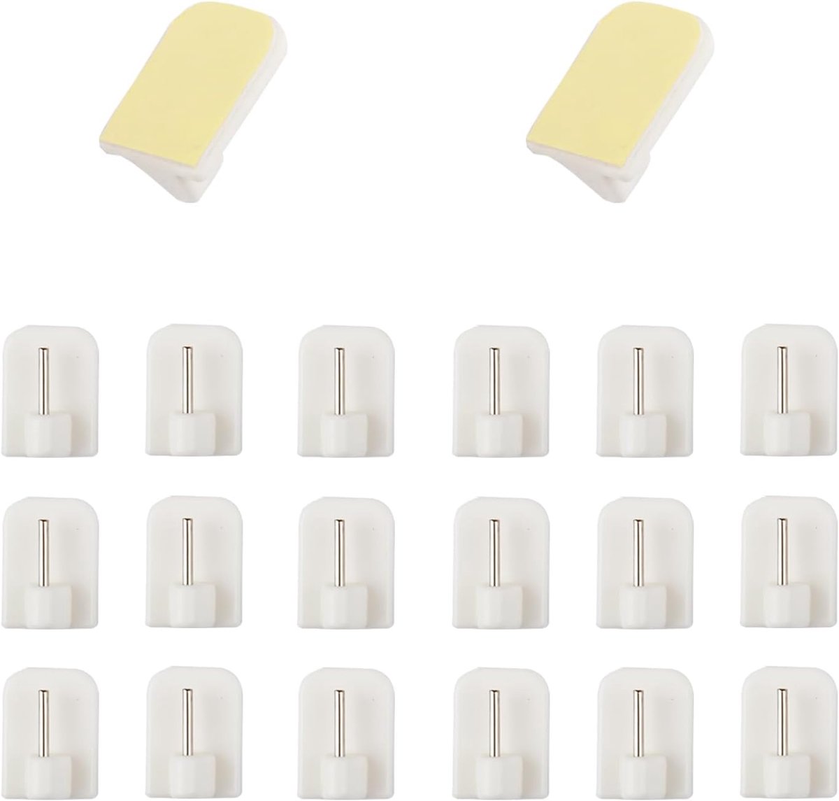 SnelShoppen - Pack van 20 Zelfklevende Haakjes voor Gordijnroedes, Witte Zelfklevende Haakjes voor Raamdecoratie, Ideaal voor Badkamer en Keuken