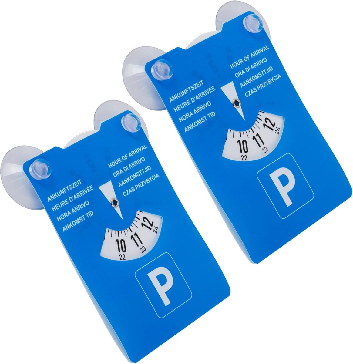 SnelShoppen - Blauwe Parking Disc met Zuignappen - Verstelbare Parkeerkaart voor Auto, Vrachtwagen, Motorhome - 8 Talen - STVZO-Conform