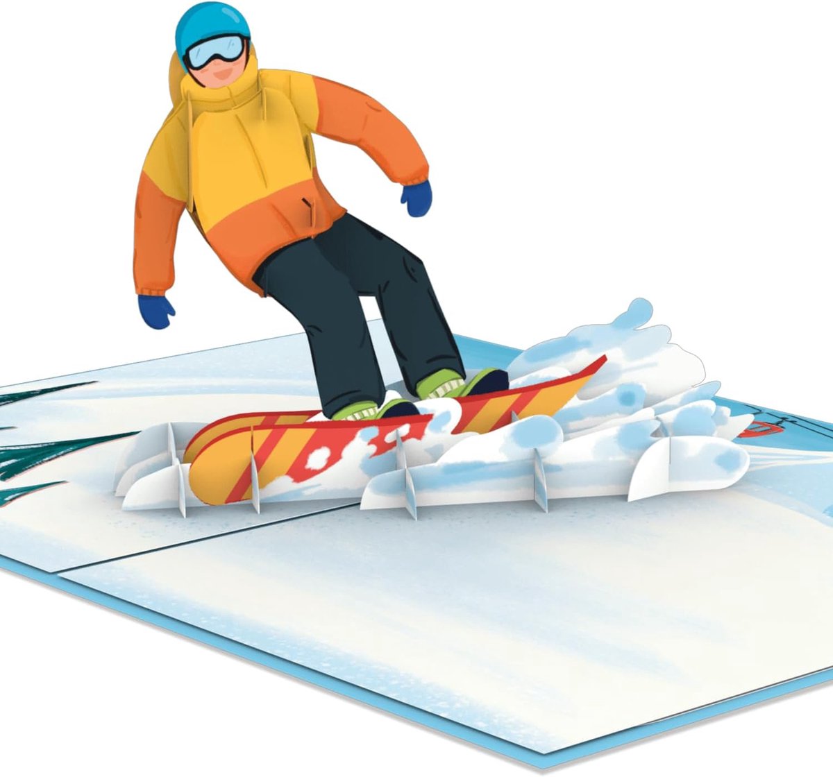 SnelShoppen - Papercrush Snowboarder Pop-up Card, 3D Cadeaubon voor Snowboarden, Wintervakantie, Geldcadeau voor Skiën, Originele Verjaardagskaart voo