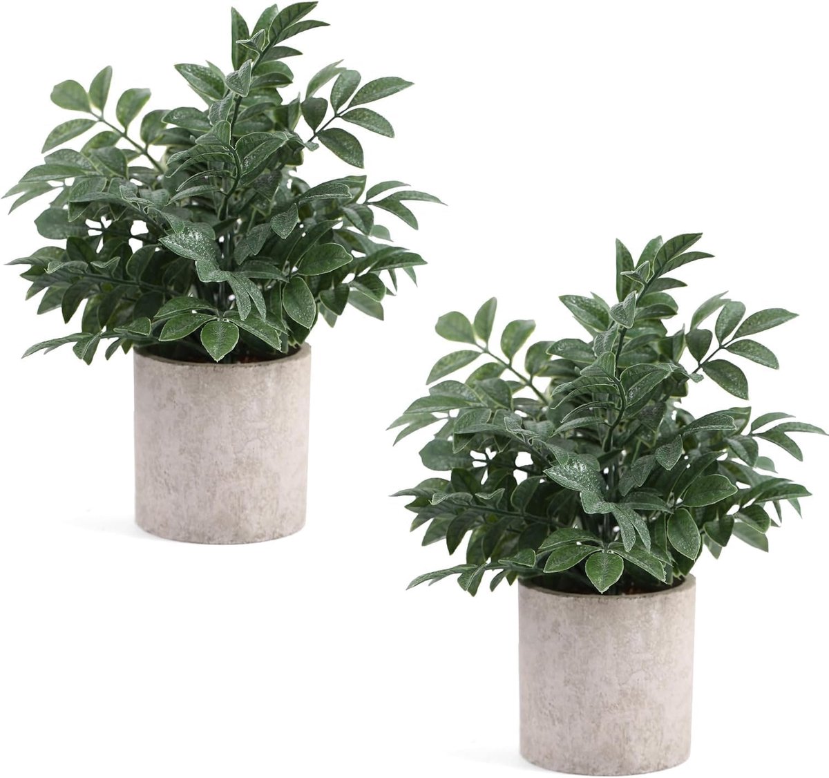 SnelShoppen - Set van 2 Kleine Nepplanten, Kruidige Kunstplanten in Pot voor Plank, Bureau, Thuis, Badkamer, Boerderij, Kamer, Salontafel, Grijsgroen
