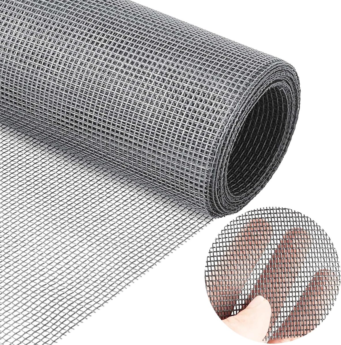 SnelShoppen - Mosquito Net for Windows 150x300 cm - Verstelbaar Rollend Raam Insectennet - Fiberglass, Grijs, Duurzaam, Kindvriendelijk, Wasbaar, Herb
