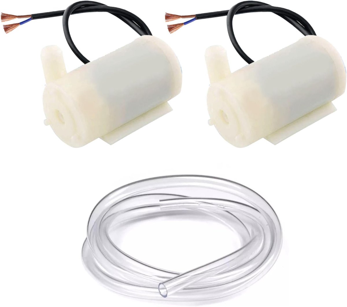 SnelShoppen - Mini Waterpomp 3V, Micro Motor Pomp met 3m PVC Slang voor Aquarium, Tuin, Camping, en Hobbyprojecten - 2 Stuks