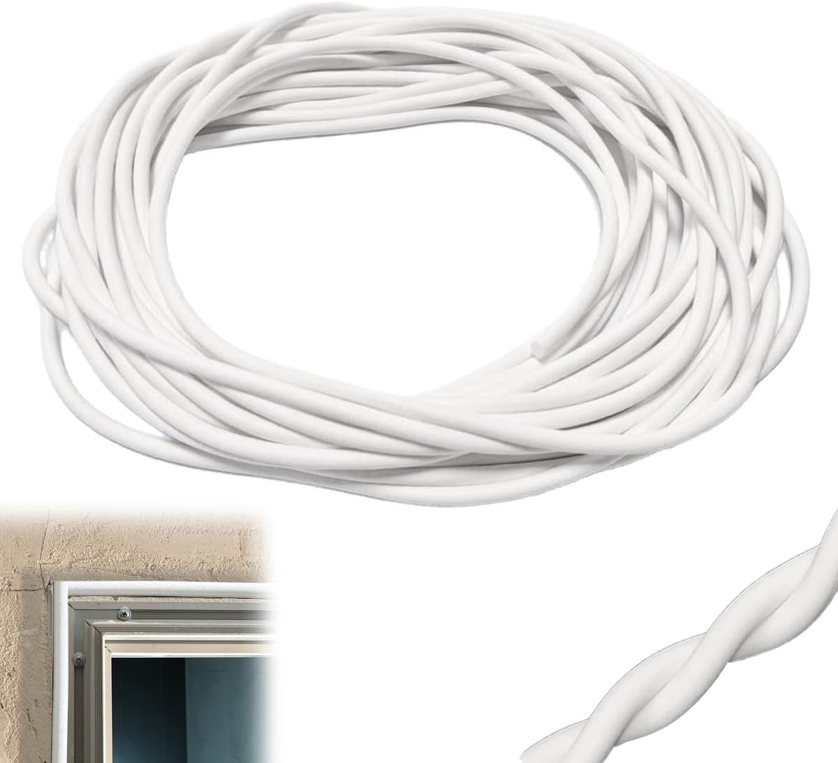 SnelShoppen - 5M Ronde Afdichting Rubberen Schuim Ø 6mm, Weerbestendige Silicone Foam Sealing Strip, Flexibele Witte Afdichting voor Deuren, Ramen en