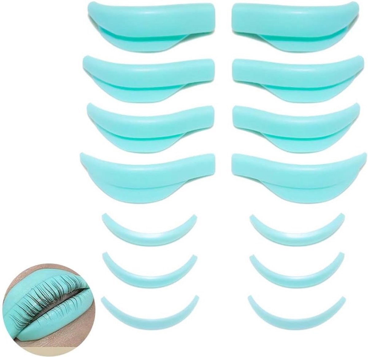 Thijox - 7 Paar Wimperverlengingspatches, Siliconen Wimperkruller, Wimperlaminatie Kit, Herbruikbare Wimperlifting Pads voor Natuurlijke Wimpers - Gro