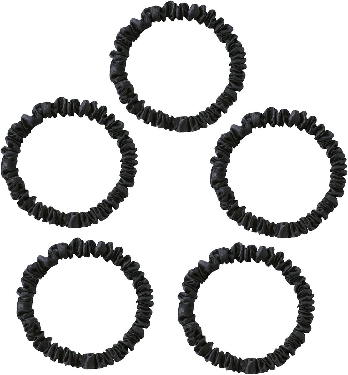 Thijox - Zijde Scrunchies Set van 5 - 100% Pure 22 Momme Moerbei Zijde Haarbanden - Luxe Elastische Haaraccessoires voor Dames - Perfect voor Feest, V