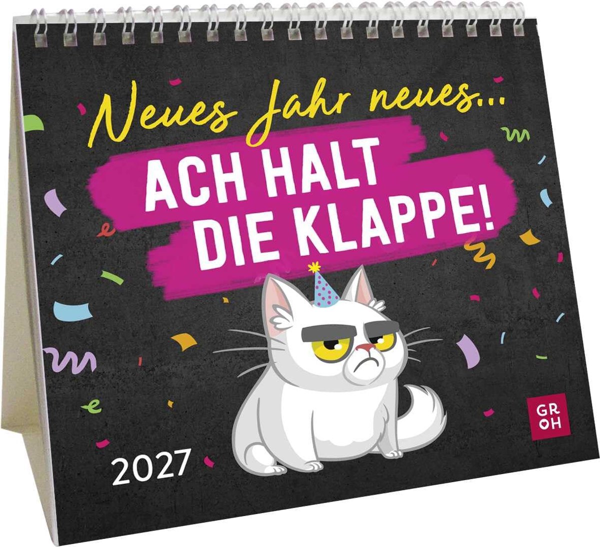 SnelShoppen - Mini-Kalender 2027: Leuk Tafelkalendar met Maandindeling en Grappige Spreuken voor Thuis, Kantoor of Cadeau - Compact en Handig - Perfec