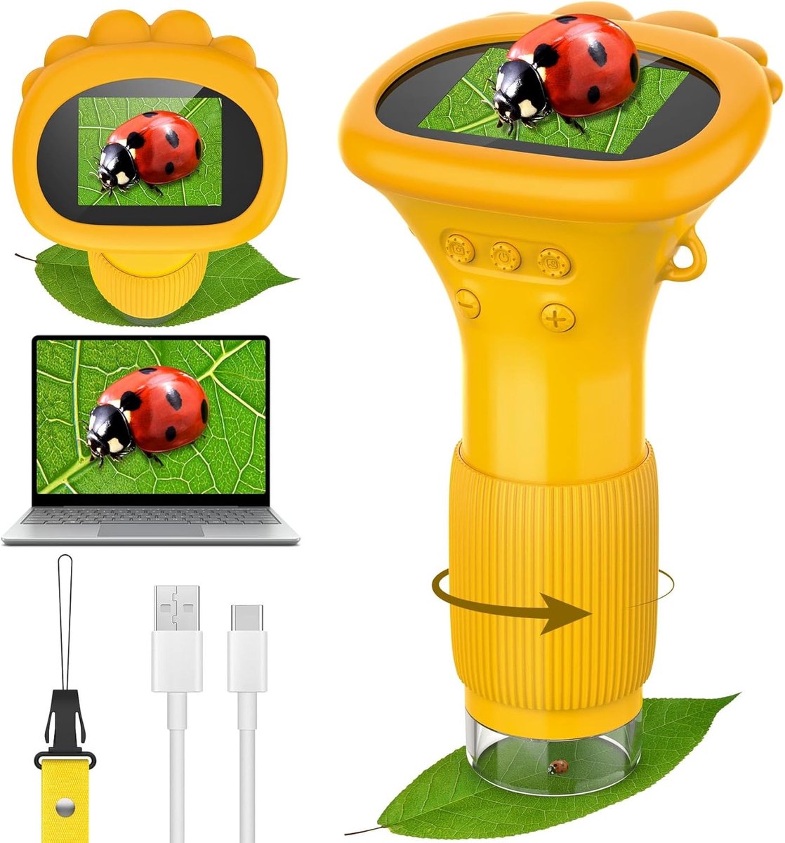 SnelShoppen - Digitale Microscoop voor Kinderen, 200x Vergroting, 2.0 Inch Scherm, Educatief Speelgoed voor Jongens en Meisjes 3-10 Jaar, Wetenschap,