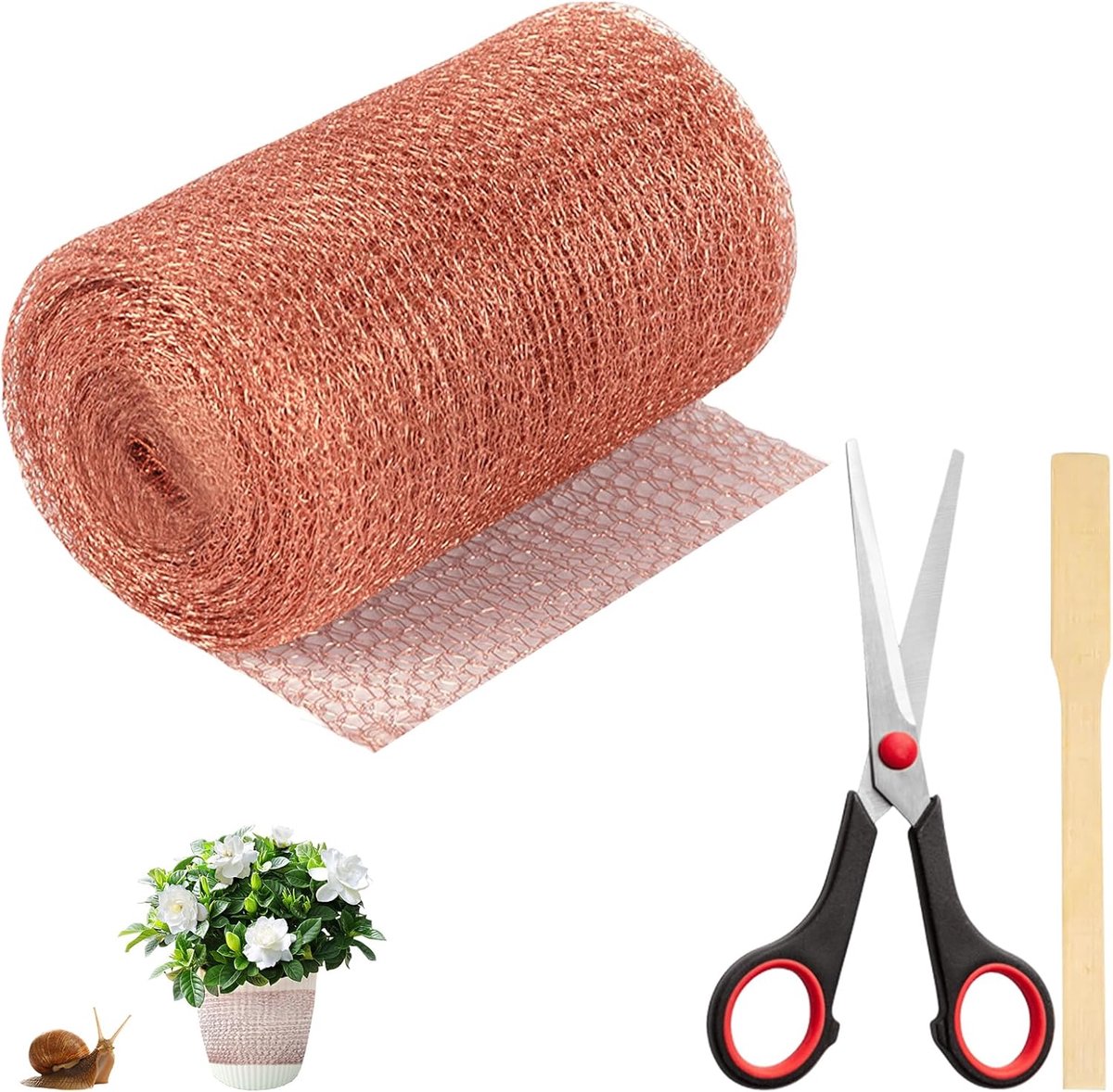 SnelShoppen - 12 m x 12.7 cm Kopernet - Pure Koper Gaas voor Tuin - Snijdbaar Koperband tegen Slakken - Duurzaam & Milieuvriendelijk - Perfect voor Pe