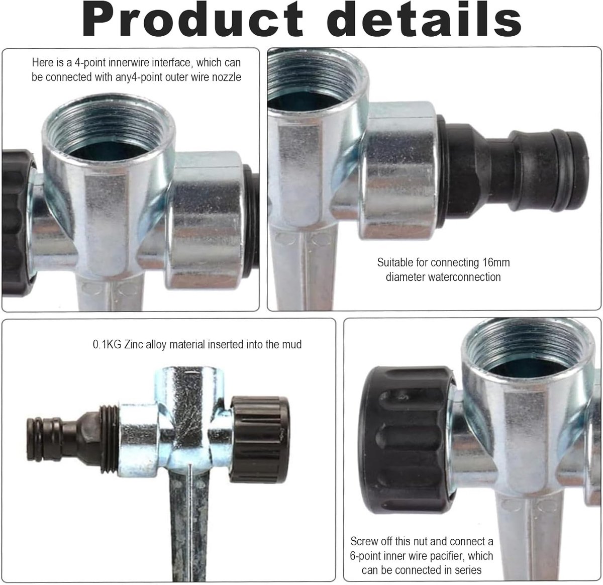 SnelShoppen - 2-Delige Tuinspuiter Circulaire Sprinkler & Gras Sprinkler Klein Oppervlak met 0-360° Bewatering, Verstelbare Ronde Spuitkop voor Tuin B
