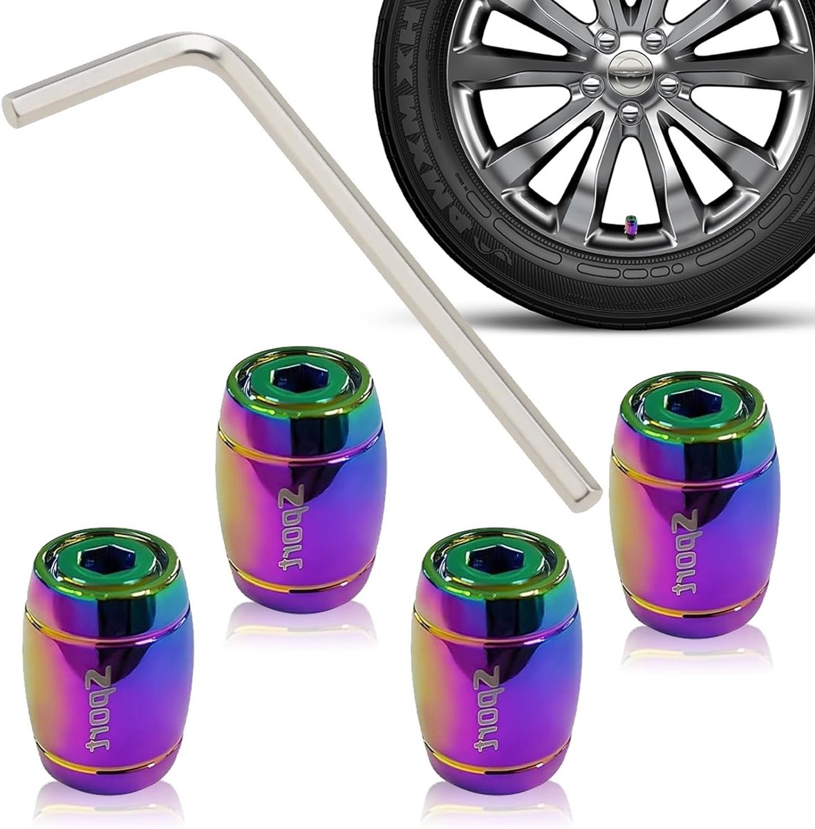Bandenventieldoppen set van 4, universele ventieldopjes voor auto, fiets en motor, veelkleurig en duurzaam