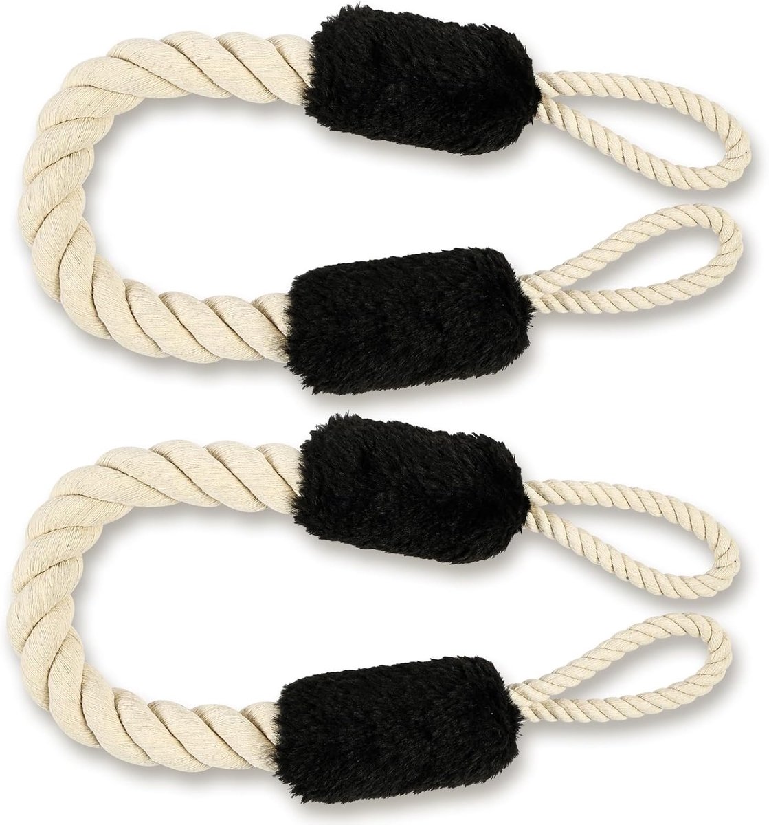 SnelShoppen - Door Stopper 2 Stuks - 60 cm Katoenen Deurslinger voor Huisdieren en Kinderen - Vingerbescherming Deurhandgreep Stopper - Zwart