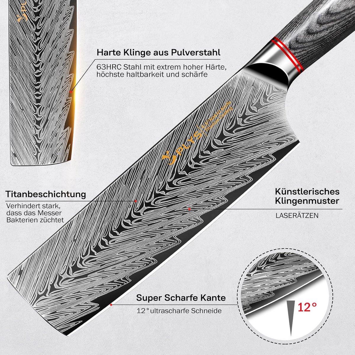SnelShoppen - Japanse Nakiri Kookmes - 6.5 inch Groente Mes - Titanium Coating - Rvs Kruidensnijder - Zwart Keukenmes voor Thuis Koken