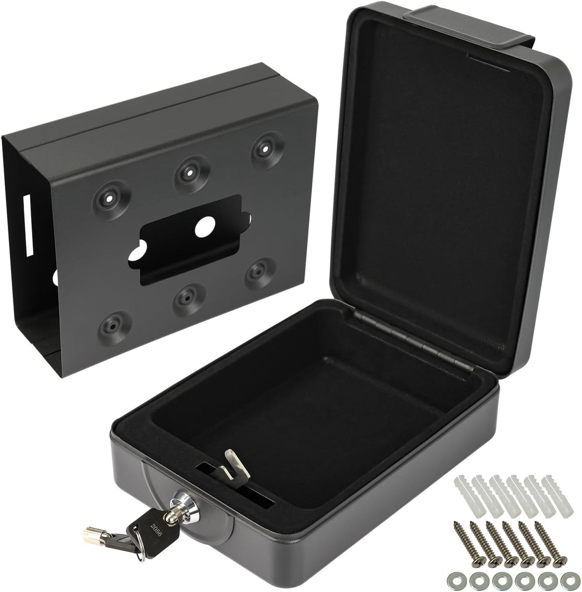 SnelShoppen - Documentenbox voor Motorhomes en Boten - Veiligheidscassette met Cilinderslot - 20x15.5x7 cm - Zwart - Ideaal voor Waardevolle Spullen