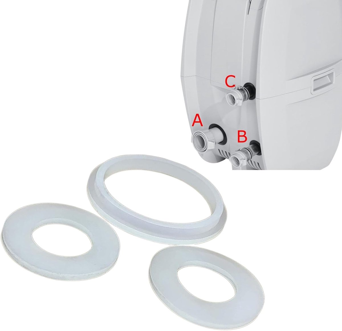 SnelShoppen - Verbinder Dichtingen Onderlegschijfjes voor Lay-Z-spa - A en B/C Connector Seals Gaskets - 3 Stuks voor Airjet Spa's en Coleman - Perfec