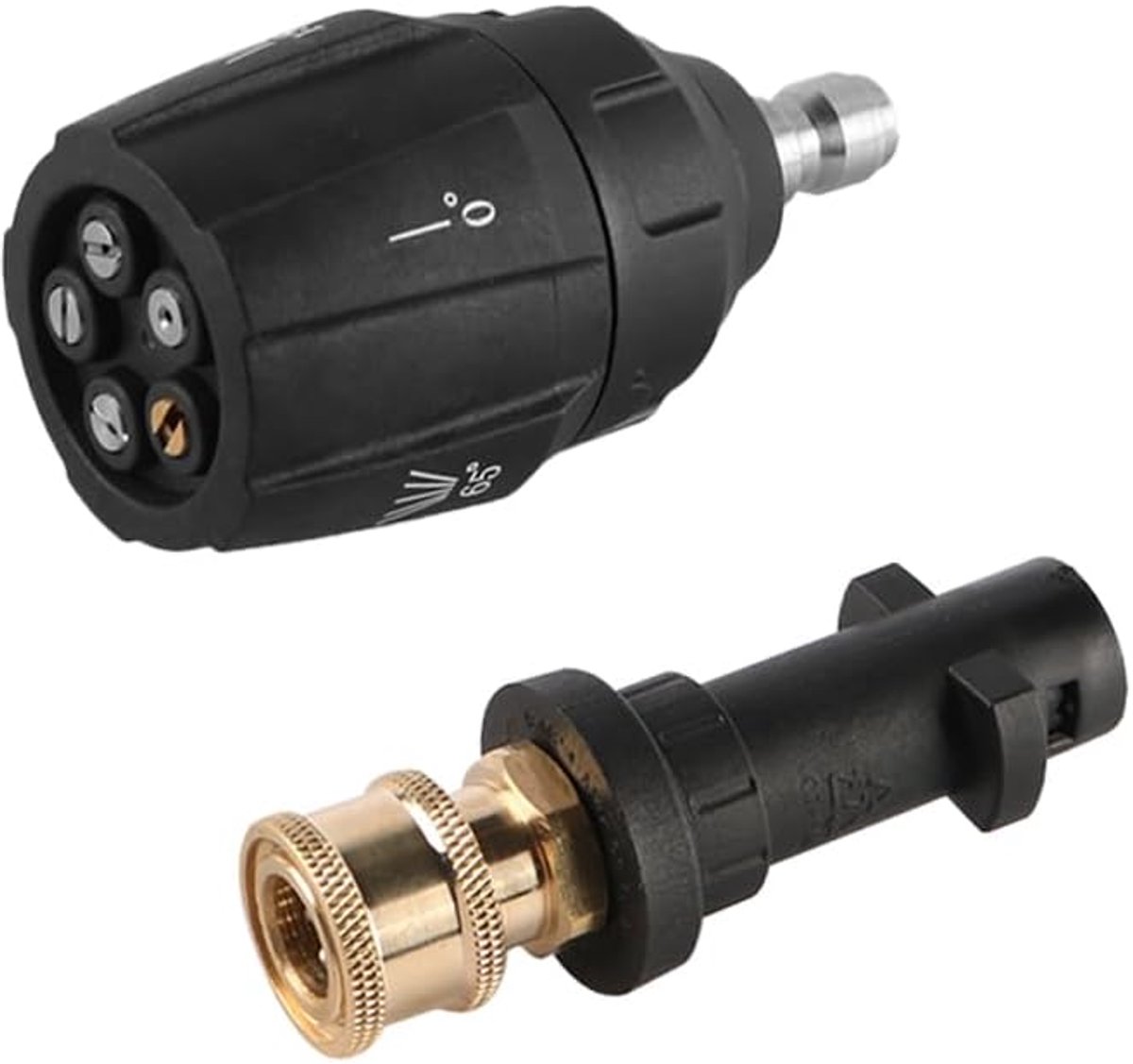 SnelShoppen - 1/4'' Quick Coupling en 5-in-1 Drukreiniger Spraykop Tips - Meerdere Hoeken - Messing Drukreiniger Accessoires voor K2-K7