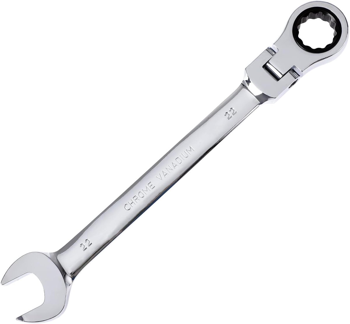 SnelShoppen - 22mm Spanner Ratchet Wrench - 180° Flexibele Ring Steeksleutel - Chrome Vanadium Staal - Auto en Huis Reparatie Gereedschap