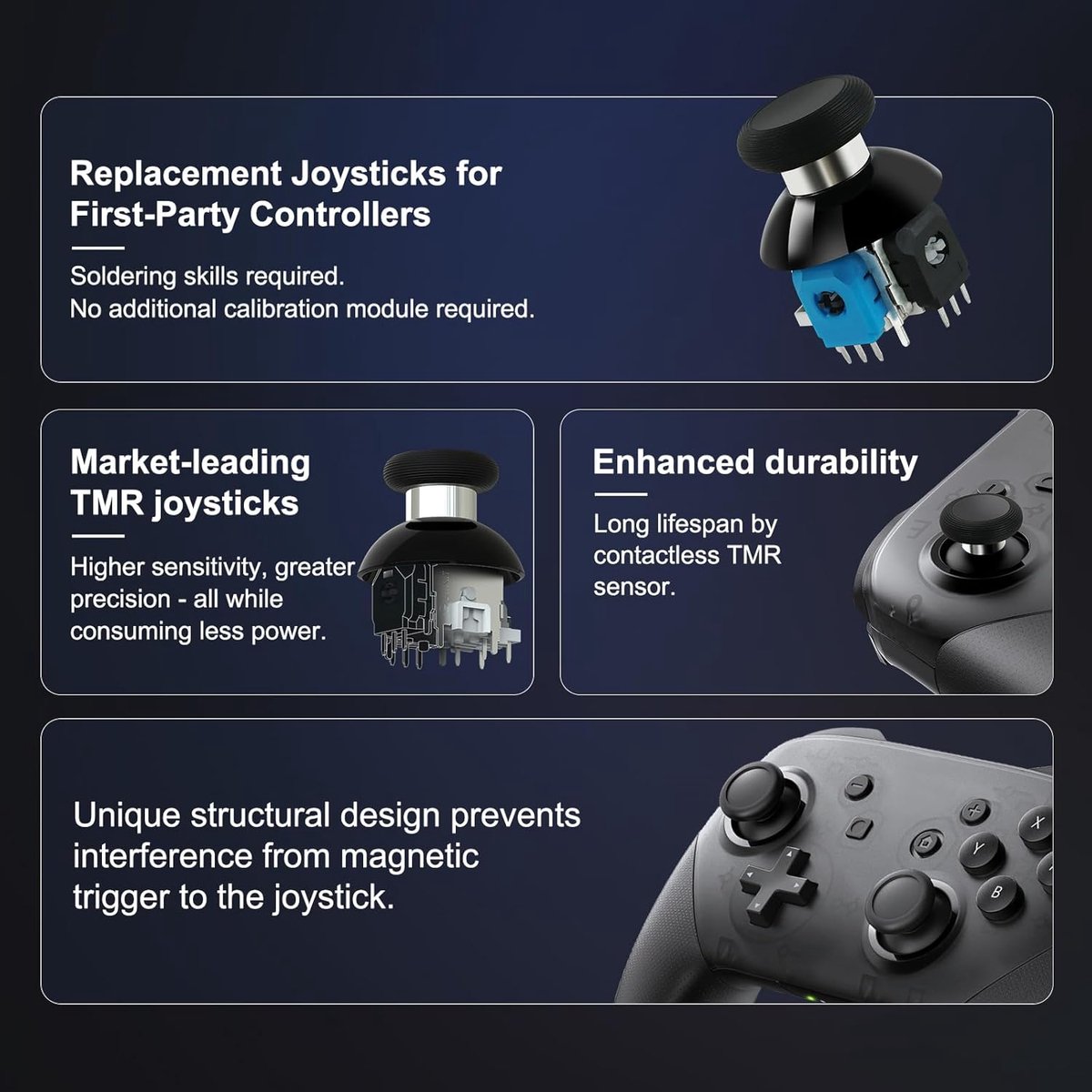 SnelShoppen - Elektromagnetische Joysticks Vervanging voor PS5 DualSense en Edge Controller, 720° Verstelbare Spanning, 3 Paar Duimstick Caps, Precisi thumbnail 2